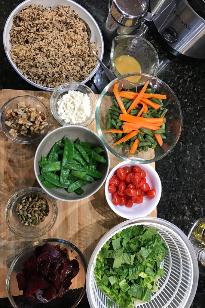 quinoa rice bowl bar layout and recipe