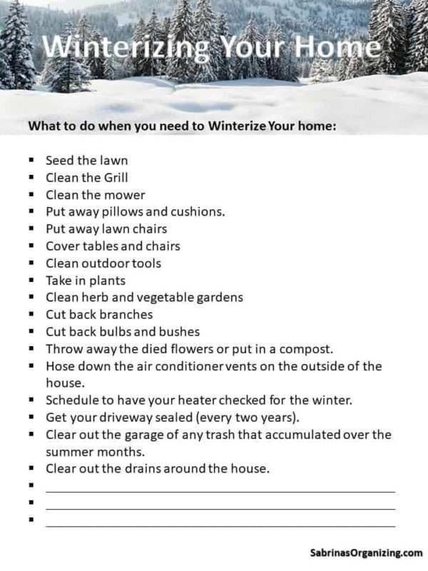 Wintering Your Home Checklist