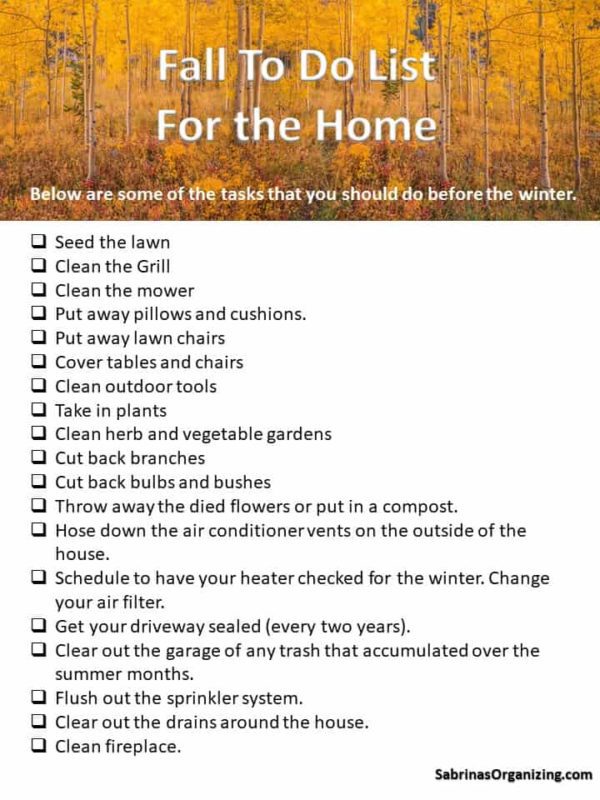 Fall To Do Checklist for the home