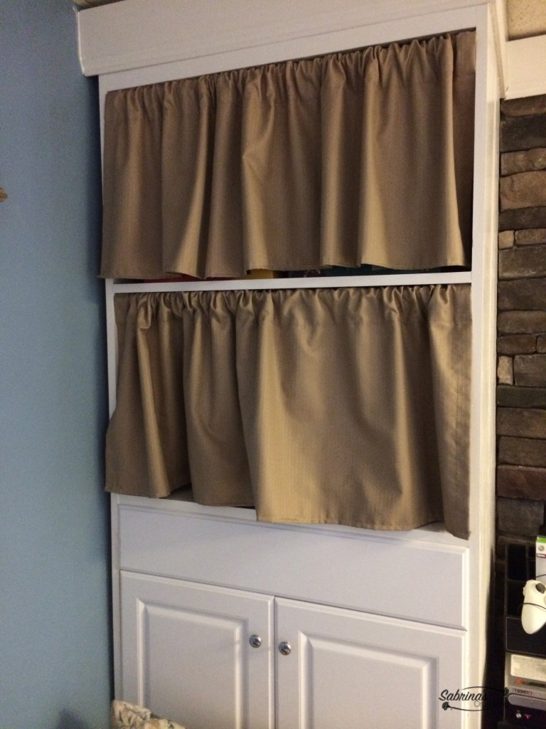 storage cabinet with curtains