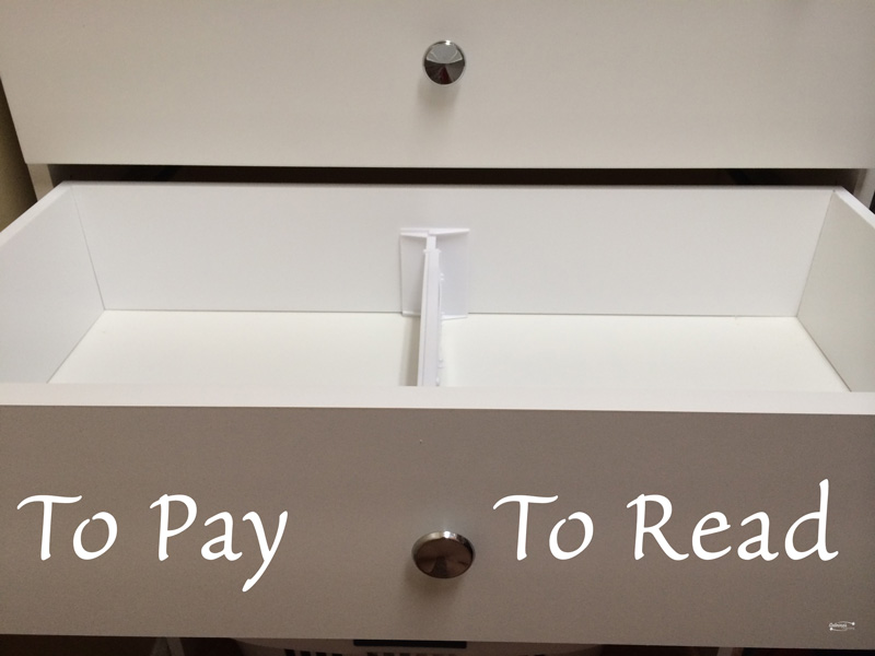 to pay and to read drawer