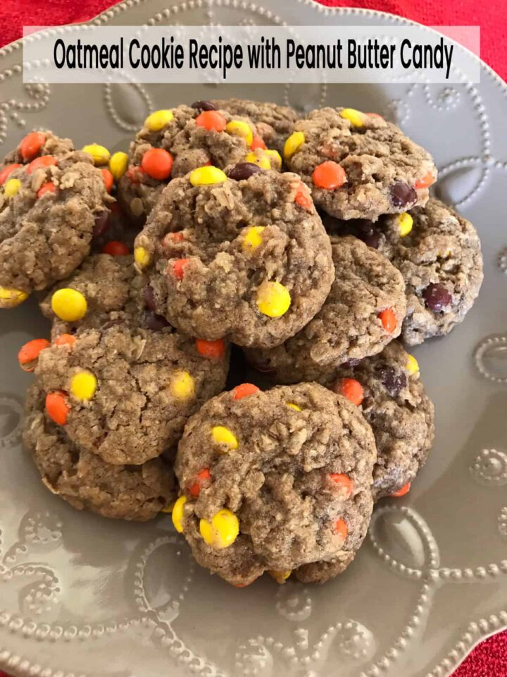 Cookies in a plate - pinterest image - title at the top center