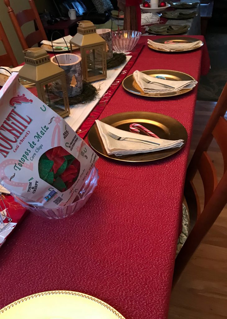 Table setting for Taco holiday party