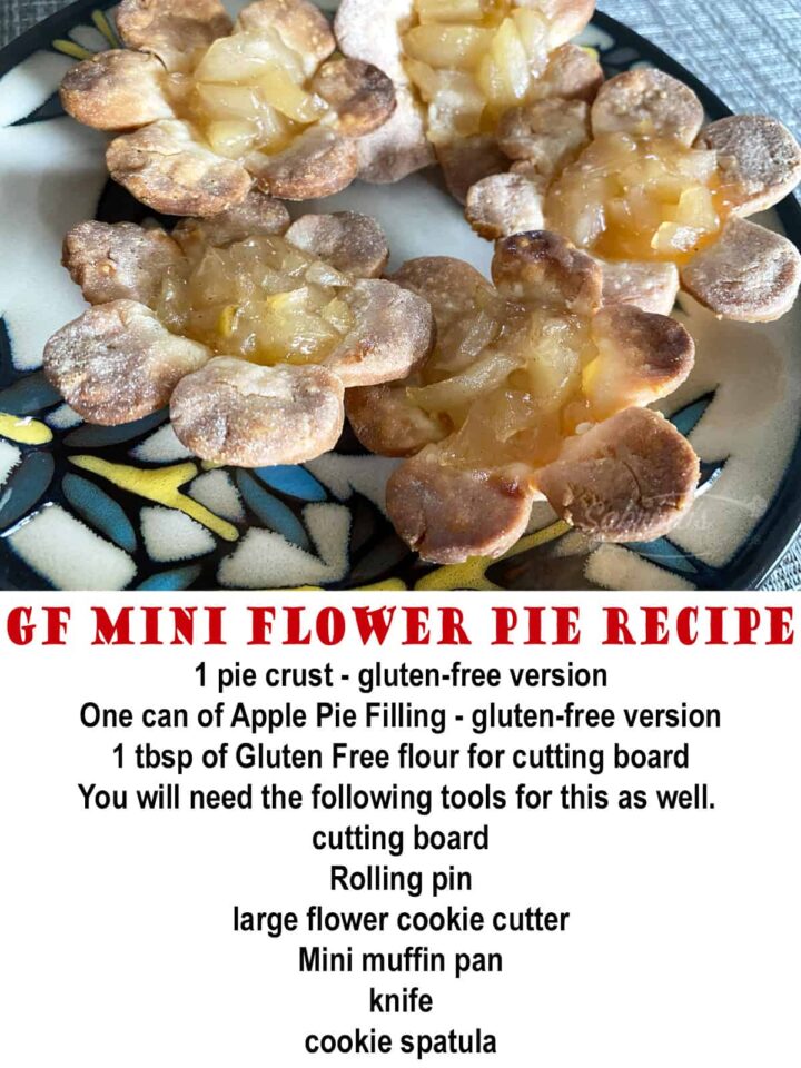 Gluten free flower pie recipe with ingredients on image