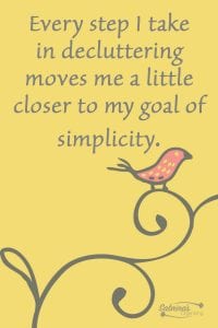 Every step I take in decluttering moves me a little closer to my goal of simplicity. Every step I take in decluttering moves me a little closer to my goal of simplicity.