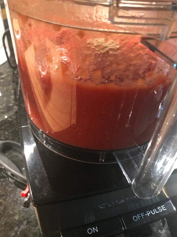 tomato in food processor
