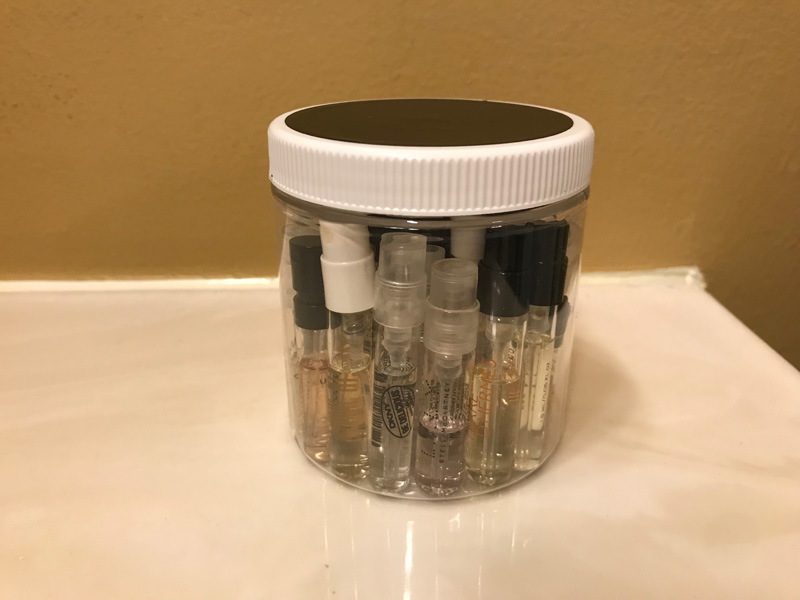 perfume samples container