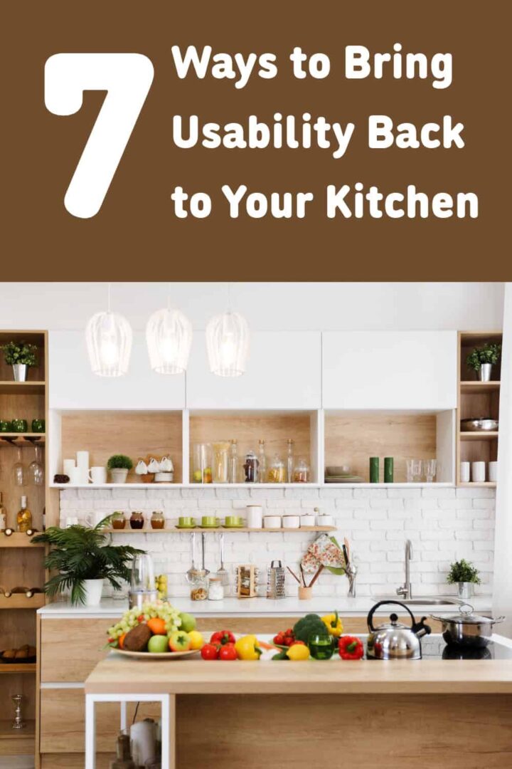 a kitchen with brown cabinets and food on the counter with the title overlay at the top right corner of pinterest size image