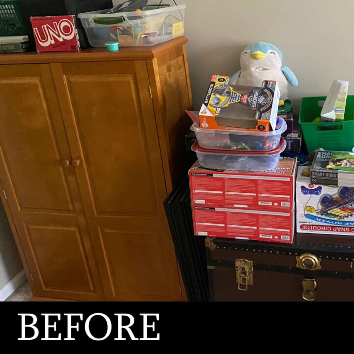 Before board game organization - declutter square image