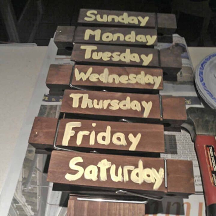Write the days of the week on the clips