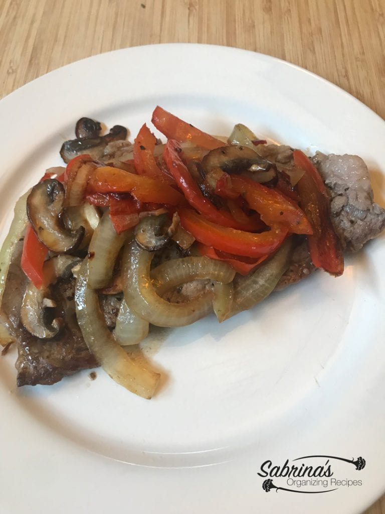KETO Style Rib Eye Recipe with Red Peppers, Onions, and Mushroom
