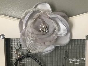 add fabric flowers and gems