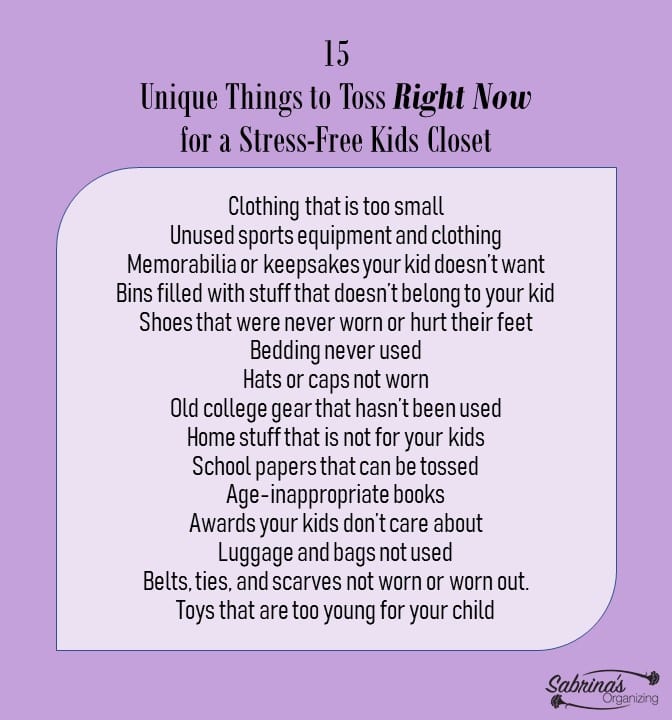 15 unique things to toss right now for a Stress Free Kids Closet