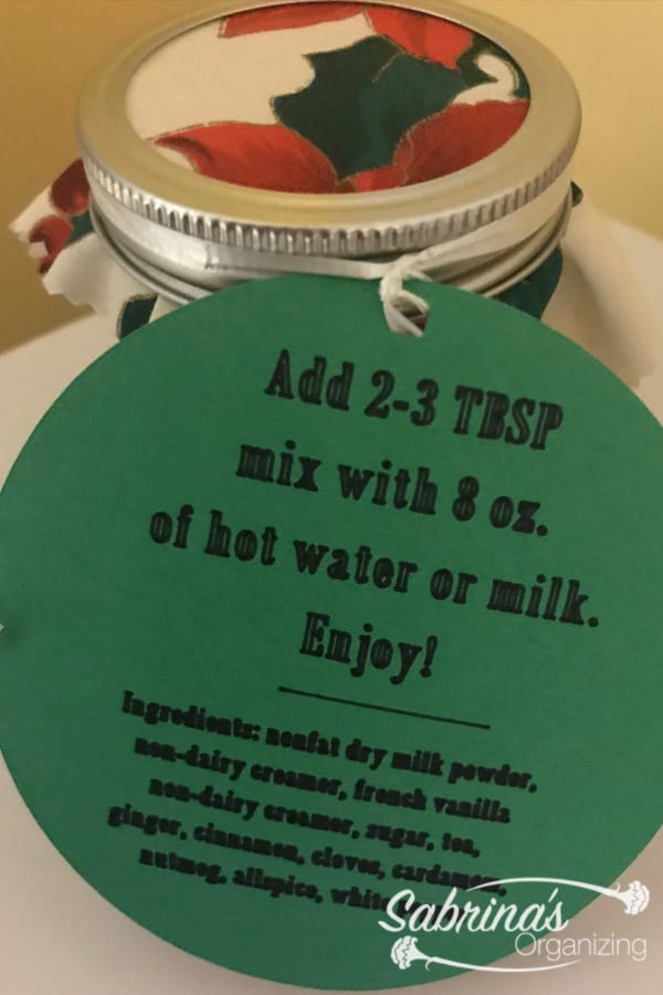 Homemade French Vanilla Chai Tea Mix Gift Jar DIY Sabrinas Organizing