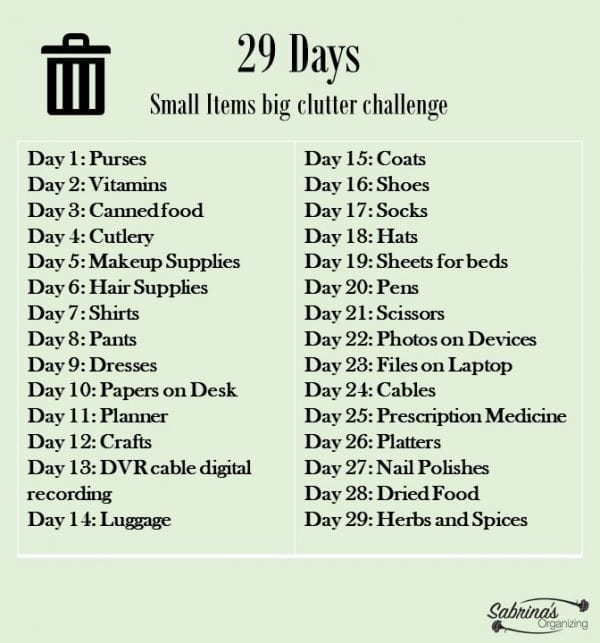 29 Days Small Items Big Clutter Challenge