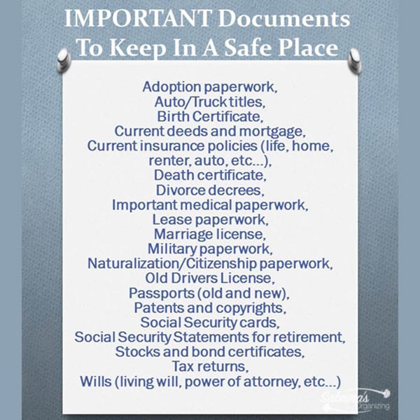 Personal Important Documents to Keep