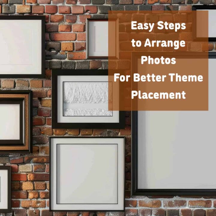 Square image that has the title at the top center and a photo colleage wall with blank white inside the frames on a brick wall.