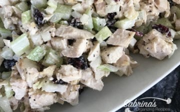 Chicken salad with walnuts and cranberry recipe title image