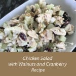 Chicken salad with walnuts and cranberry recipe square title image