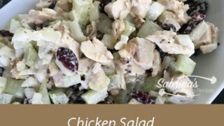 Chicken salad with walnuts and cranberry recipe square title image