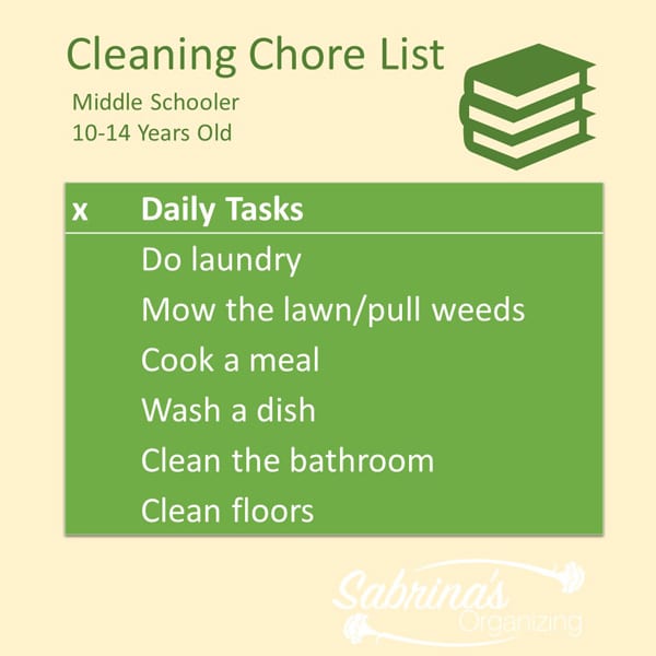 10-14 Years Old Daily Tasks: Middle schoolers