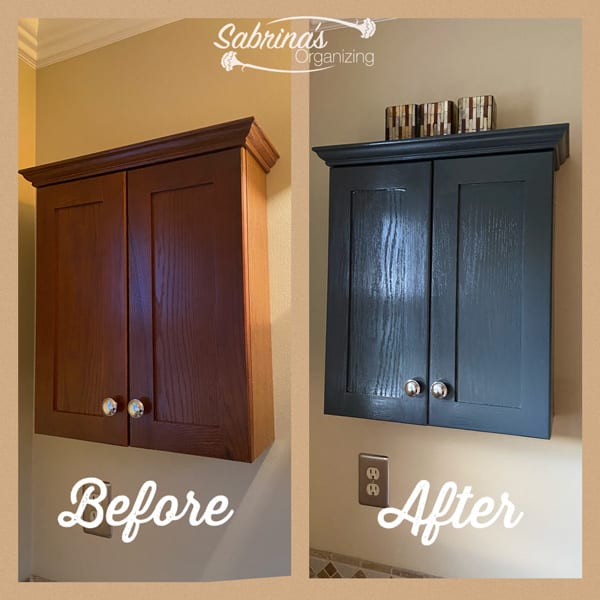 Before and after cabinet in powder room