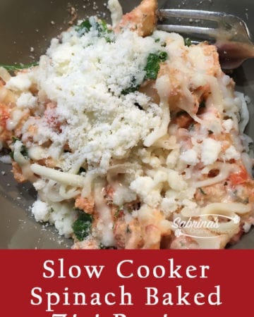 Slow cooker spinach baked ziti recipe featured image