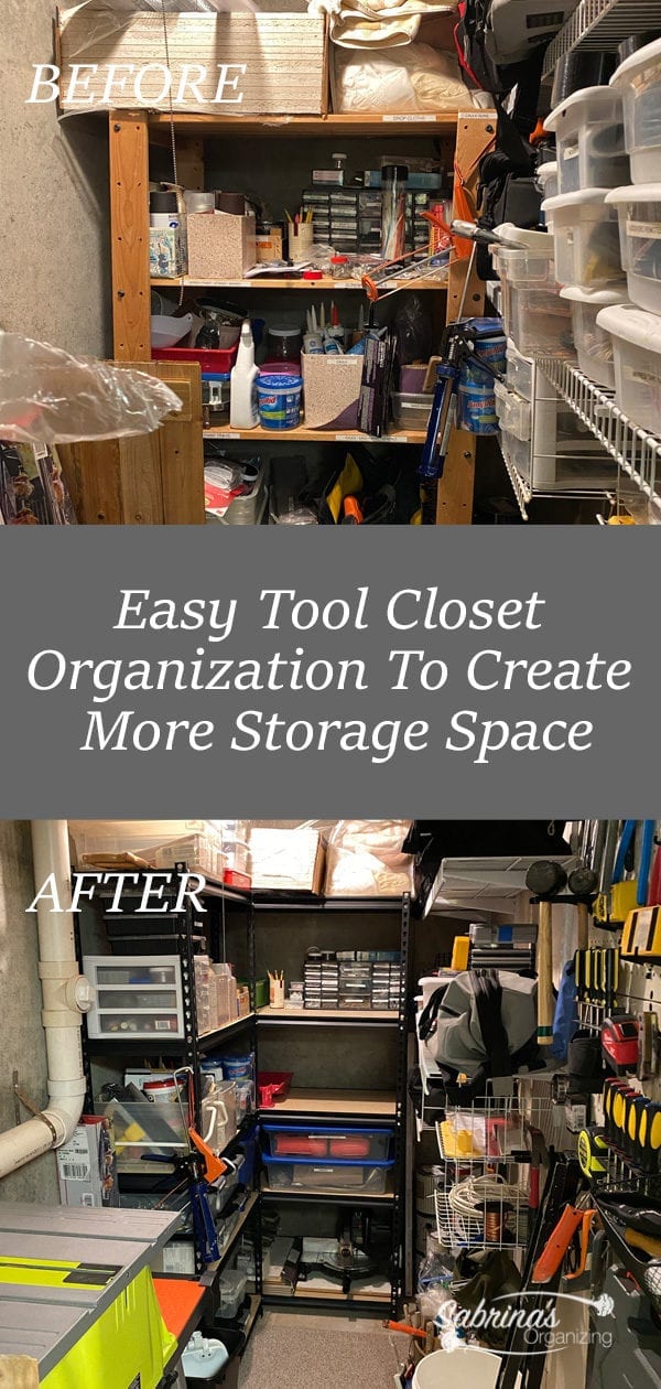 Easy Tool Closet Organization to Create More Storage Space - long image