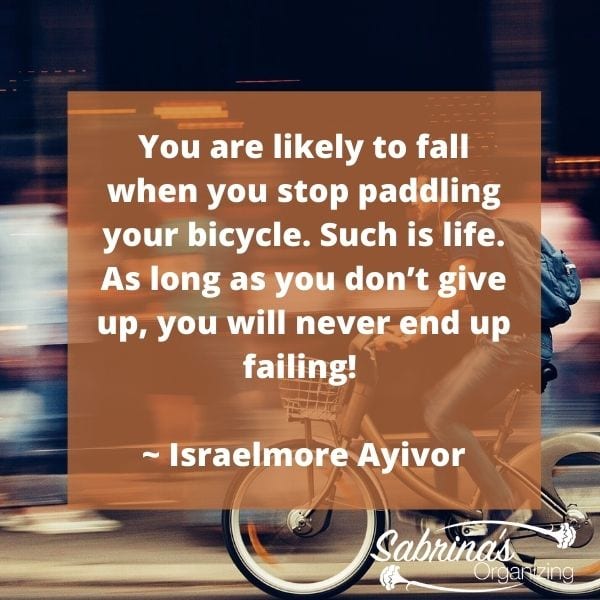 You are likely to fall when you stop paddling your bicycle. Such is life. As long as you don’t give up, you will never end up failing! - Israelmore Ayivor