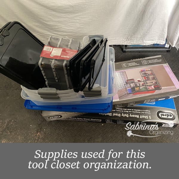 Supplies used for this tool closet organization