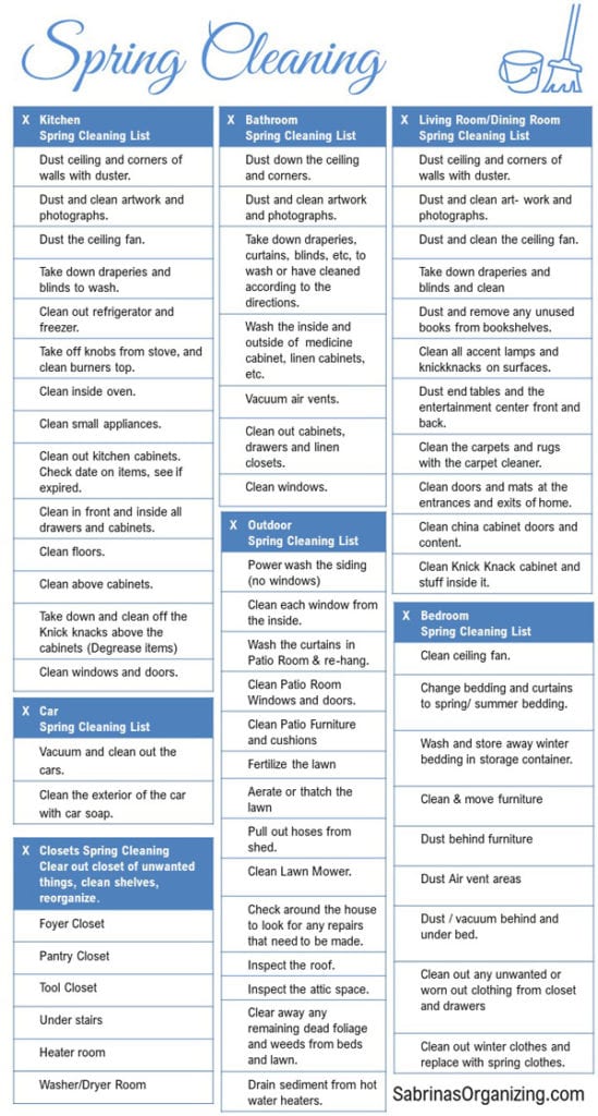 Spring Cleaning Checklist Example