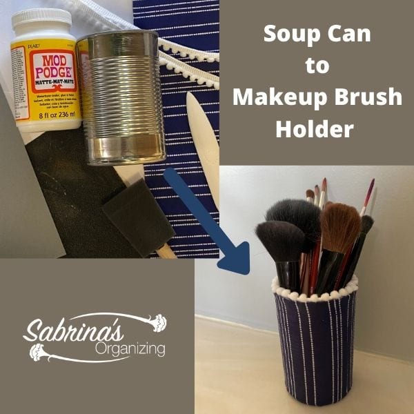 Soup Can to Makeup Brush Holder - square image