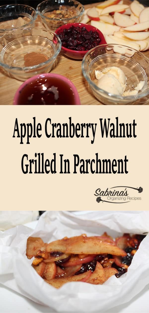 Apple Cranberry Walnut Grilled in Parchment Paper - long image