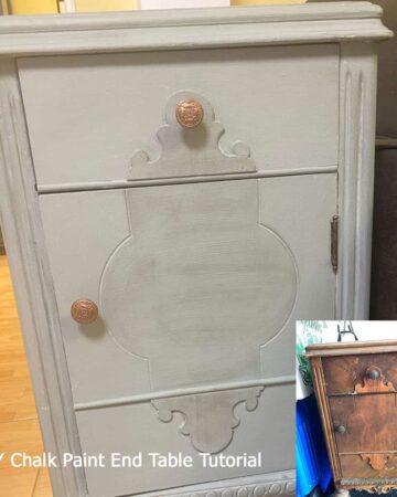 DIY Chalk Paint End Table Tutorial image - with before and after
