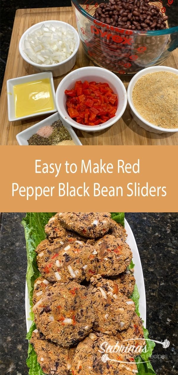 Easy to Make Red Pepper Black Bean Sliders long image