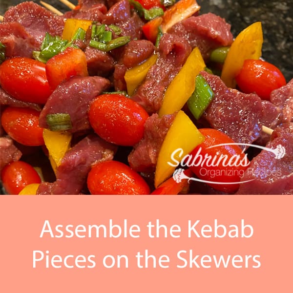 Assemble the kebab pieces on the skewers