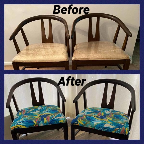 Before and After Image of the dining room chairs
