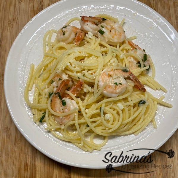 Shrimp Scampi with GF Spaghetti Recipe on a plate