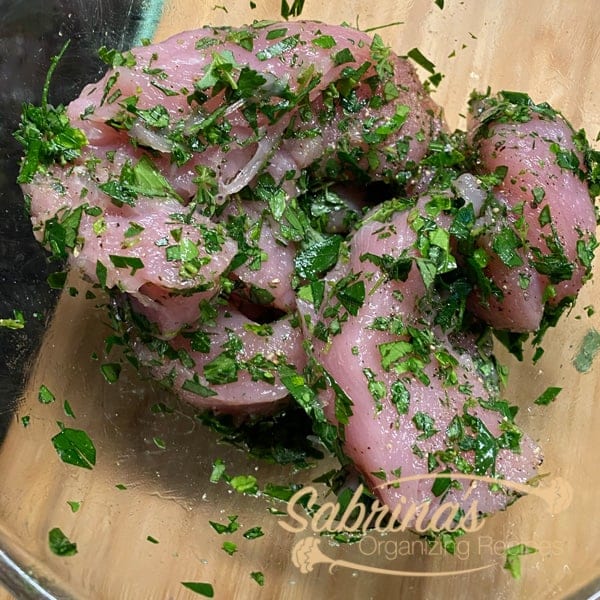 turkey tenderloin recipe mixed with chopped parsley