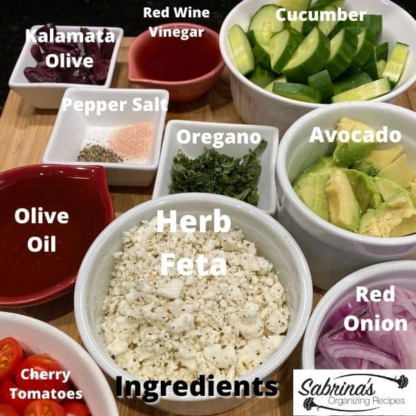 Ingredients for the greek salad recipe