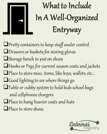 What to include in an organized entryway landing zone - rectangular list