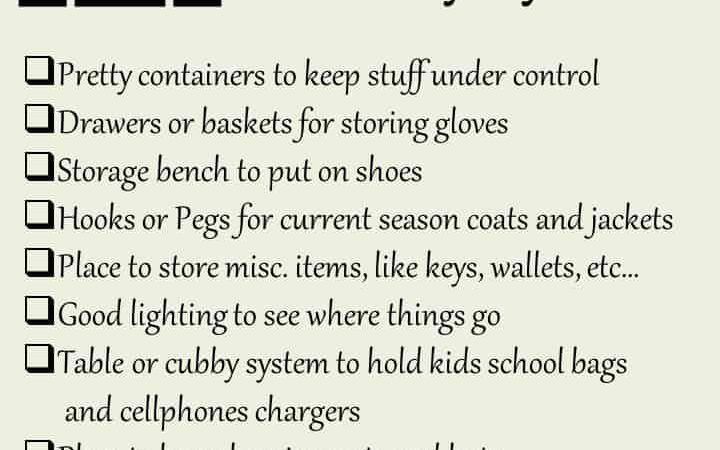 What to include in an organized entryway landing zone - rectangular list