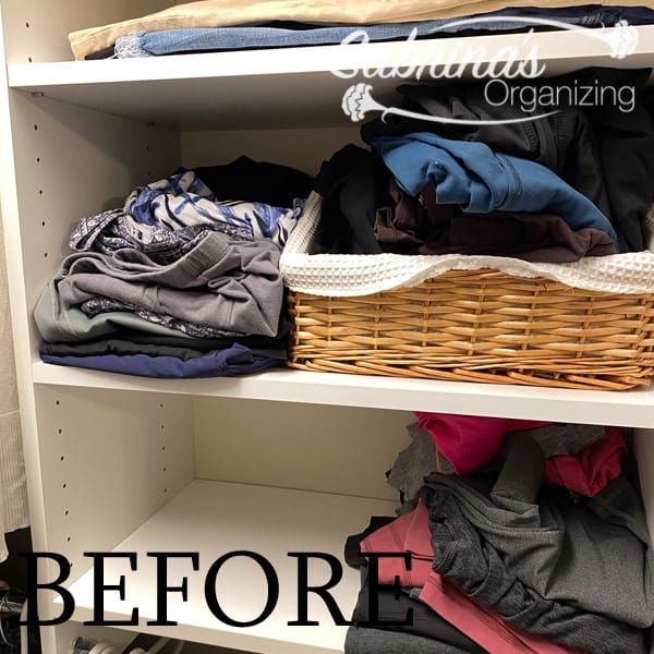 How to Organize Sportswear on a Shelf from Drab to Fab - before image