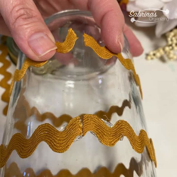 Add another zig zag ribbon around the other end of the mason jar