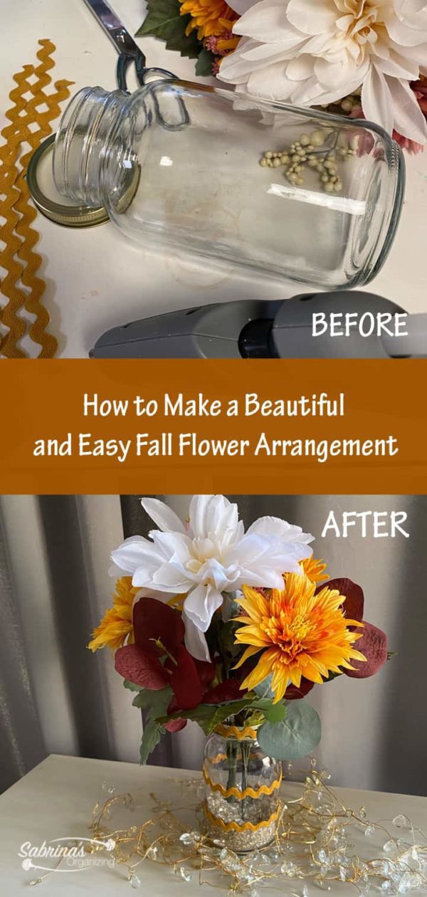How to make a beautiful and easy fall flower arrangement - long image