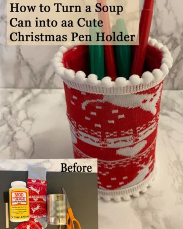 How to Turn a Soup Can into a cute Christmas Pen Holder - feature image