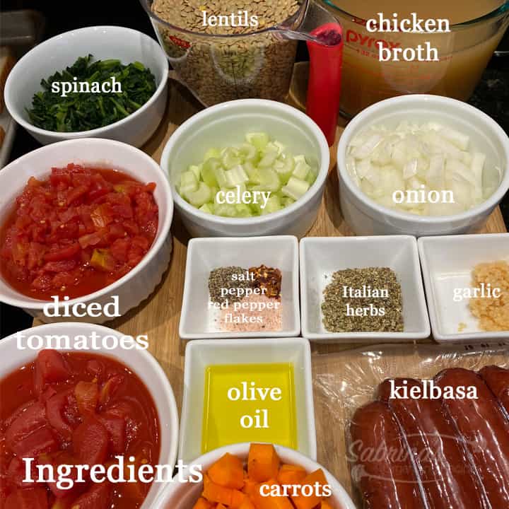 Kielbasa and Lentil Soup Recipe ingredients