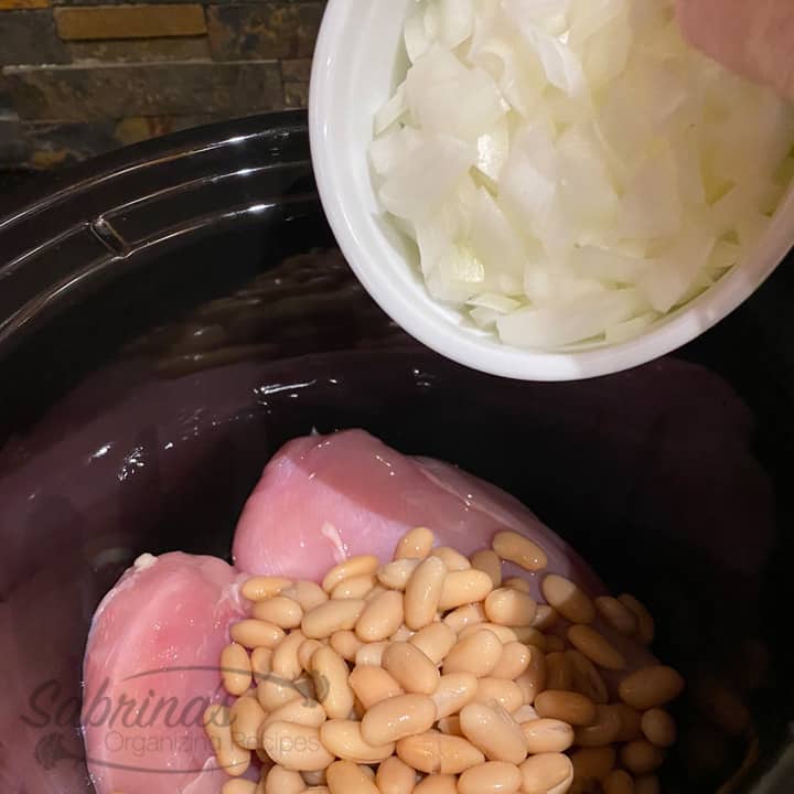 Add onions to slow cooker