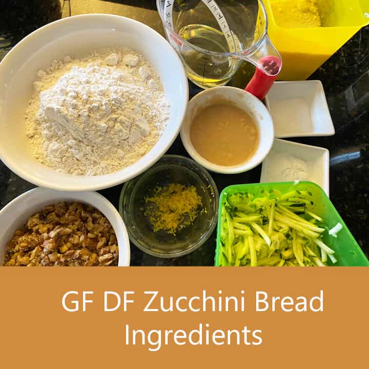 The Best Vegan Gluten Free Zucchini Bread Recipe Ingredients square image with title