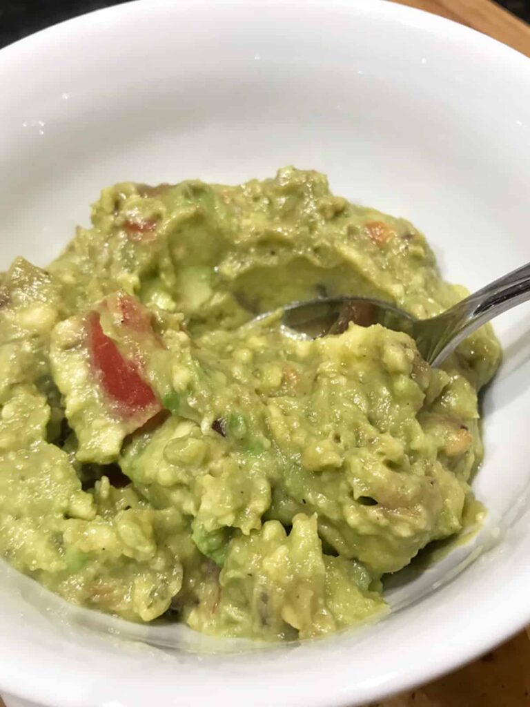 Homemade guacamole dip recipe in a bowl